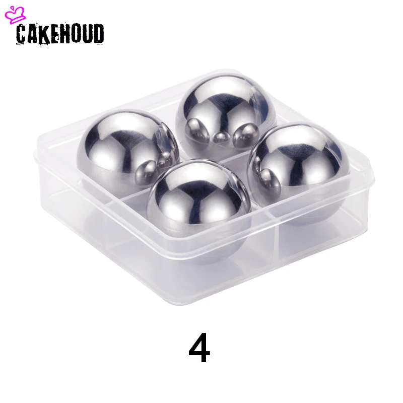 Round 4 CAKEHOUD Управление по санитарному надзору за качеством пищевых продуктов и медикаментов Класс виски охладитель пива, вина кубики льда камень Нержавеющая сталь 4/6/8 шт. с Пластик коробка для Охлаждения пива охладитель - Цвет: Round 4