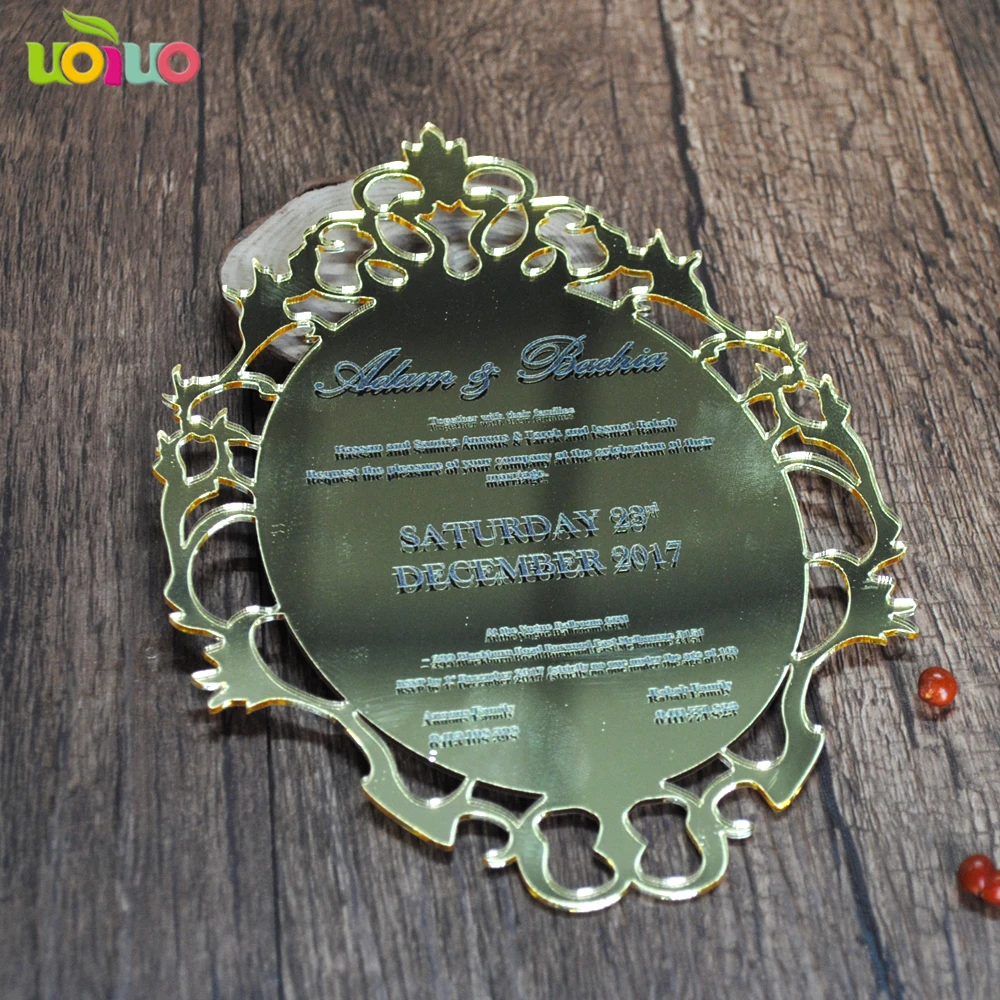 2018 popular elegant gold acrylic laser cut wedding invitation card with box | Дом и сад