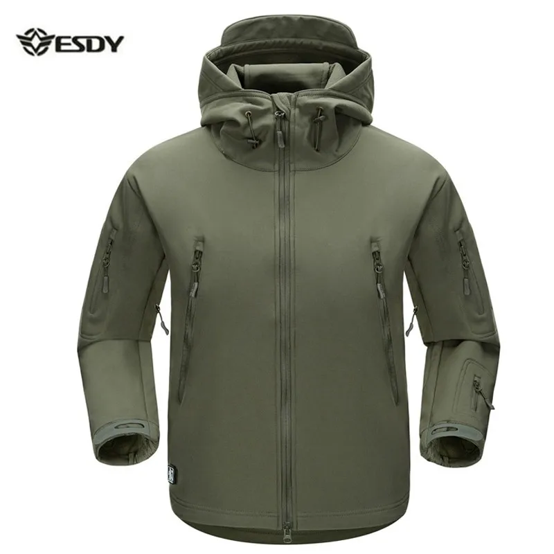 

Men Outdoor Tactical V5.0 Shark Skin Softshell Waterproof Jackets Male Sports Fleece Warm Camouflage Hooded Cardigan Coats