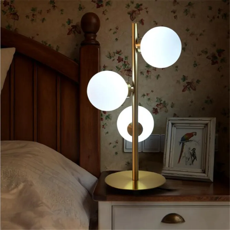 table lamp Современный скандинавский простой золотой железный молочно-белый стеклянный шар Led G4* 9 Торшер для гостиной спальни осветительный светильник для чтения светильник 2362 - Цвет абажура: table lamp