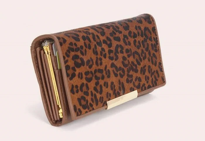 Брендовые кожаные женские кошельки конский волос дизайнерские длинные