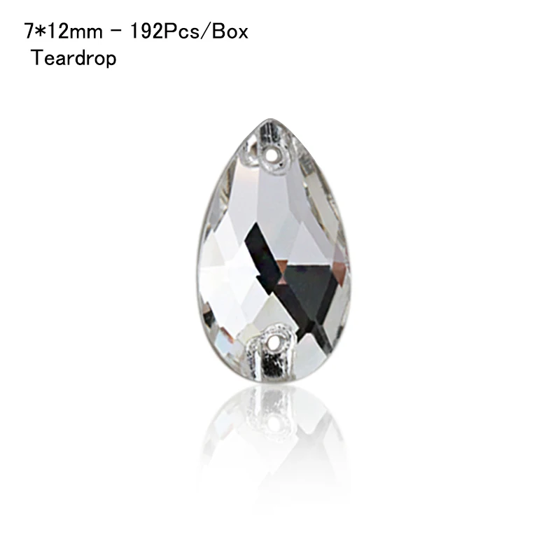 Drop -7x12mm-192Pcs ААААА кристально чистые пришитые стразы, Золотая основа пришитые камни распорные пуговицы для украшения для одежды - Цвет: Drop -7x12mm-192Pcs