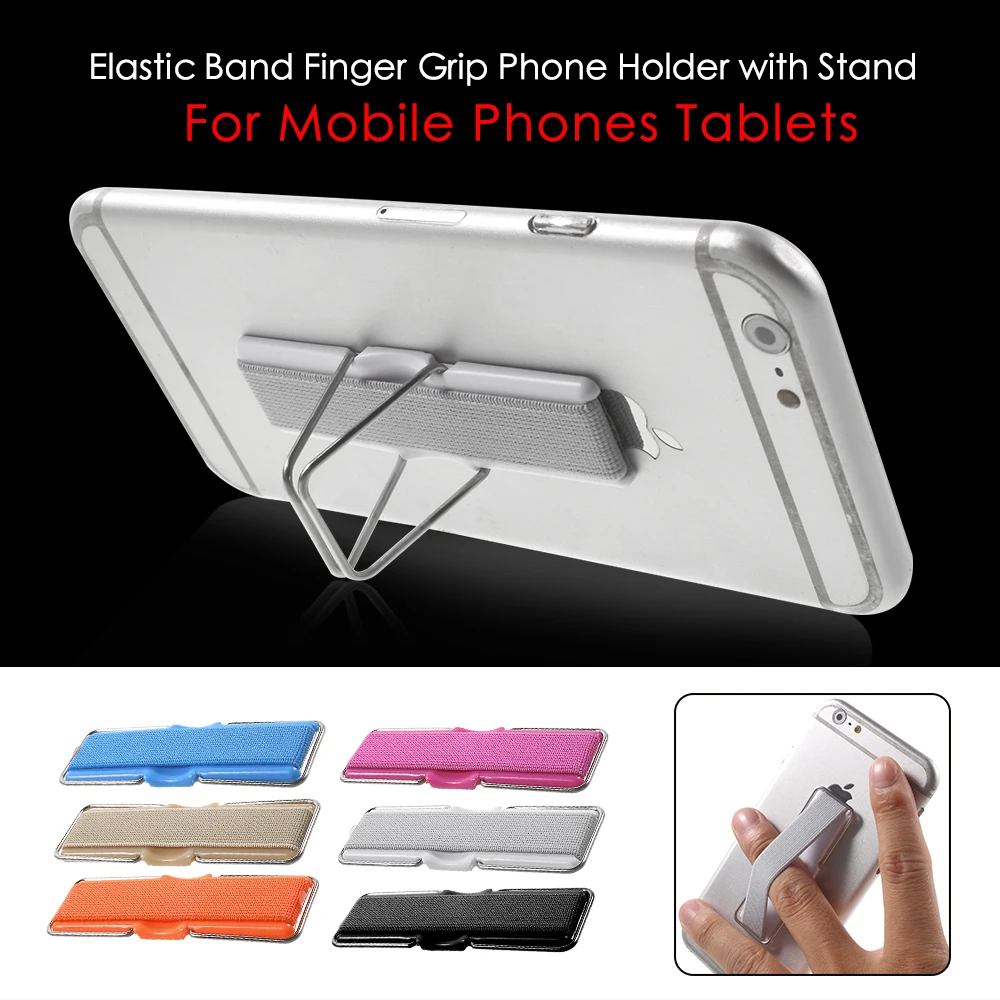 Dulcii Finger Grip Elastic Band Strap Phone Holder with Stand for Mobile Phones Tablets iphone 7 / plus- White | Мобильные телефоны