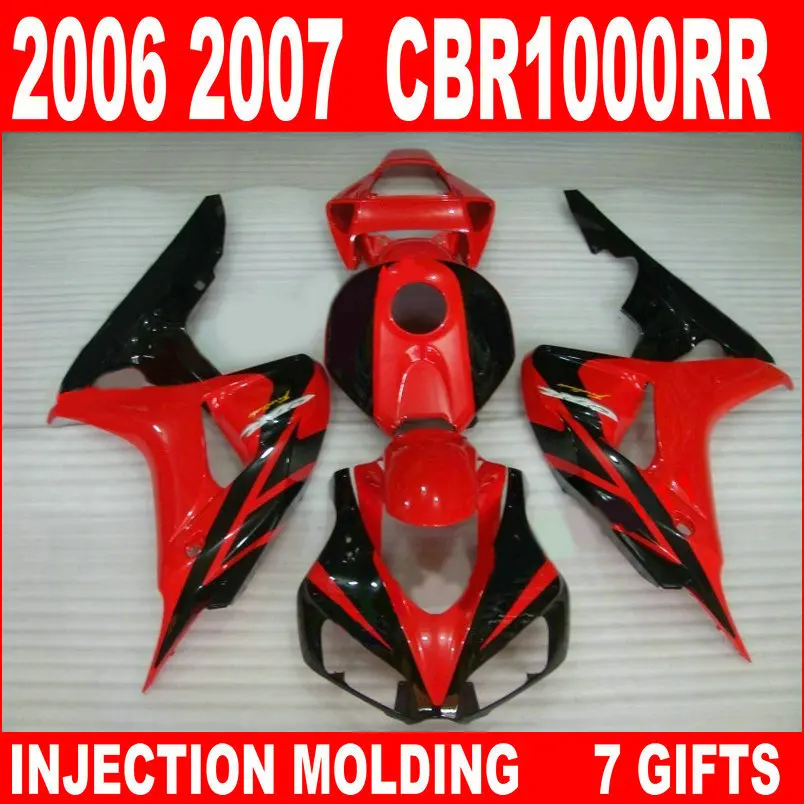 Красивый красный глянцевый черный детали кузова для HONDA CBR1000RR Обтекатели 2006 2007