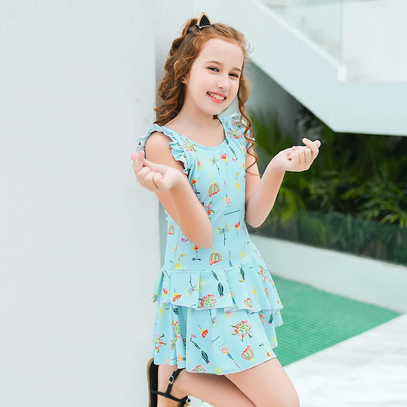 Детский комплект бикини с высокой талией для принцессы цельная купальная одежда