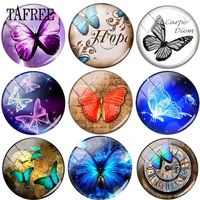 tafree new 25mm vintage butterfly pattern round photo diy glass cabochons glass dome cover pendant cameo settings