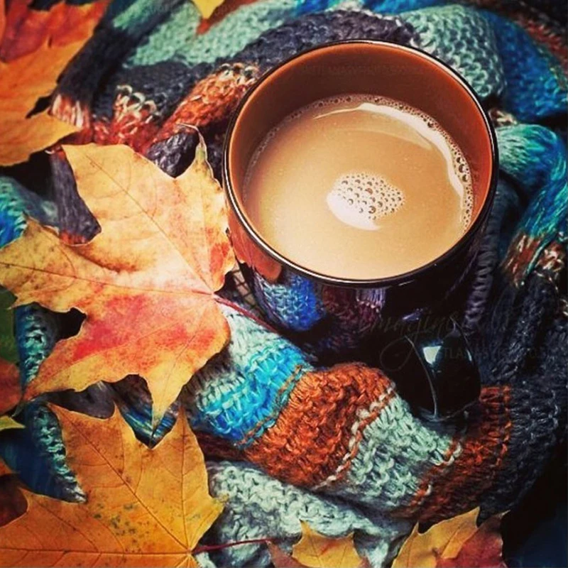 

5D Diy Diamond painting Maple Leaf Coffee cross stitch Diamond Mosaic Rhinestones pictures Daimond painting Embroidery Sale