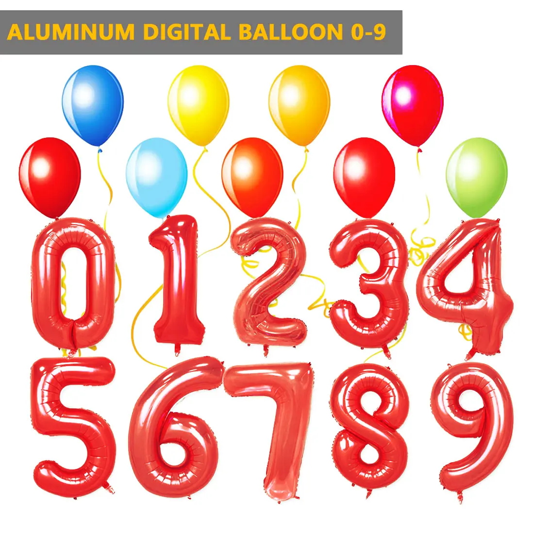 

Wedding Ballon 32 Inches Red Digit Foil Number Balloons Number Iinflatable Wedding Birthday Foil Balloon Party Supplies