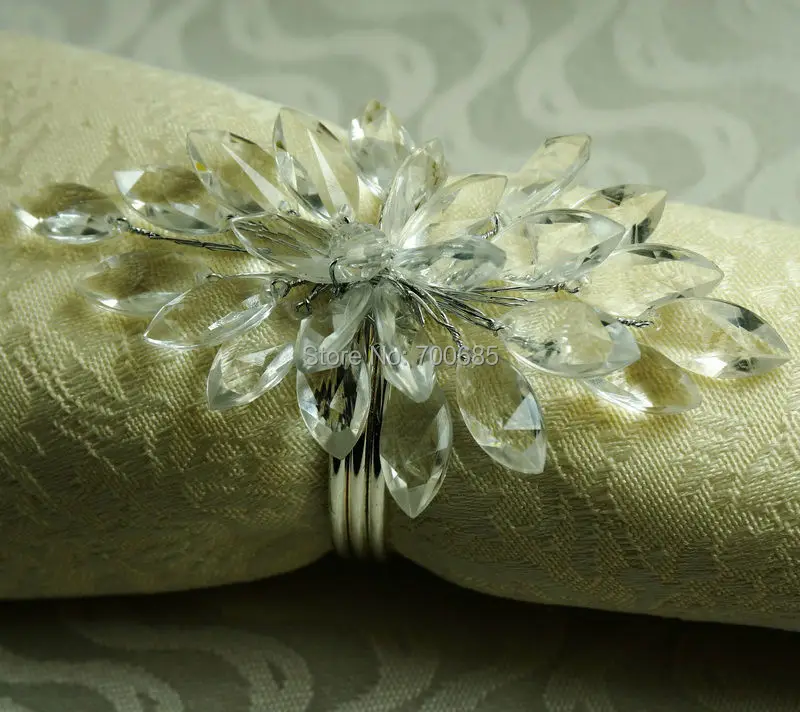 Декоративное кольцо для салфеток с кристаллами и цветами | Дом сад