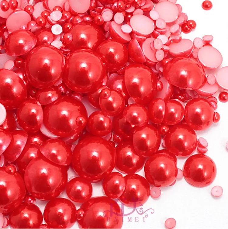 Распродажа! Смешанный полукруглый жемчуг из камни 2-12 мм в ассортименте с плоской