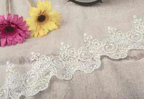 5 Yards 10cm Width White Black Water Soluble Embroidered Cotton Lace Fabric Flower Venise Beautiful Floral Trim DIY | Дом и сад