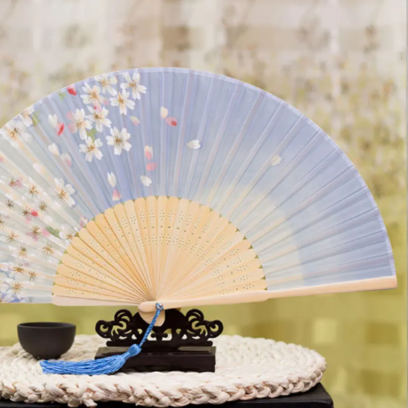 Китайский стиль Шелковый женский Веер Складной японский и высококачественный