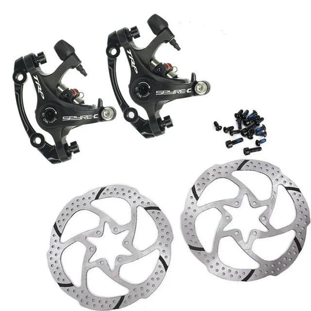 Pair with rotors TRP Spyre-C сплав механический дисковый тормозной суппорт SPYRE-C суппорта передние/задние/пара w/или w/o 160 мм ротор с адаптером винты - Цвет: Pair with rotors