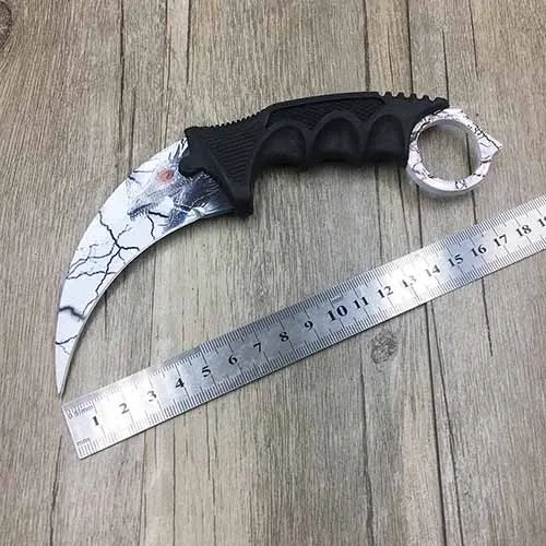 CS GO коготь счетчика удара Karambit нож шеи нож с оболочкой зуб тигра настоящая игра нож Радуга Кемпинг Фиксированное Лезвие Нож - Цвет: White dragon