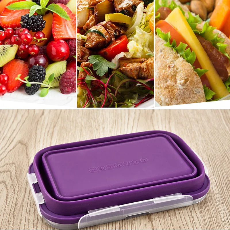 Silicone Bento Box Folding Lunch Bowl Food Storage Container Boxes Tableware TN99 | Дом и сад