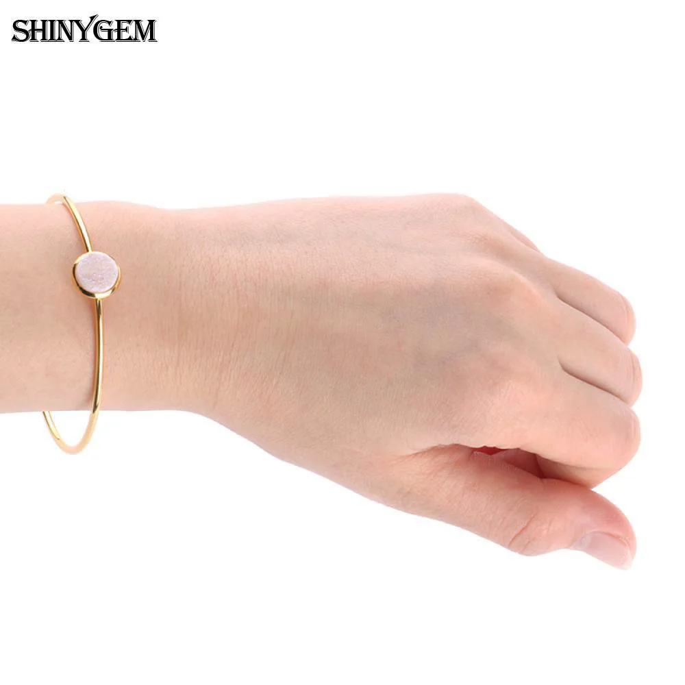ShinyGem позолоченные браслеты 10 мм круглые цветные яркие цветочные регулируемые