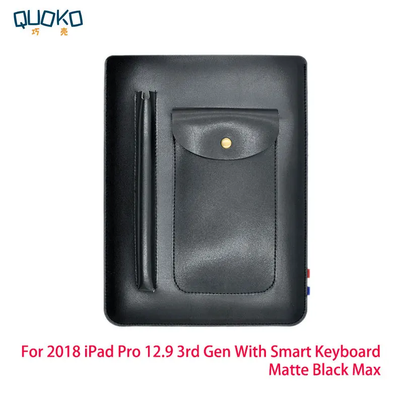 Multi-function ultra-thin super slim sleeve pouch cover,microfiber leather tablet sleeve case for iPad Pro 12.9 3rd Gen - Цвет: Matte Black Max