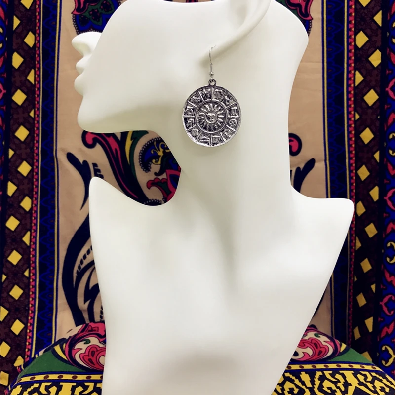 Jhumki цыганские индийские женские ювелирные изделия бычий глаз тайские серебряные индуистские солнечные хиппи племенные Винтажные висячие серьги афганский бычий глаз подарок