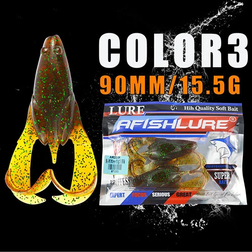 COLOR3 Высокое качество Kopper Живая мишень приманка лягушка 90 мм/15 г Snakehead заманить ливневый Моделирование Лягушка приманки для рыбалки, мягкие, окуня, приманка 2 шт./пакет - Цвет: COLOR3