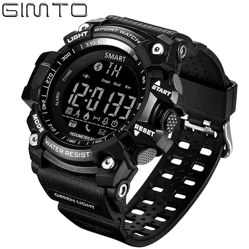 

Watch men sport digital Pedometer Bluetooth Watch GIMTO Smart Pedometer Calorie Led Watches relogio masculino waterproof watch