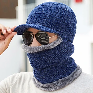 Royal blue Skullies Beanies, зимняя вязаная шапка, мужская шапка, шарф, Зимние головные уборы для мужчин и женщин, шапки Gorras Bonnet, маска, брендовые шапки, Балаклава - Цвет: Royal blue