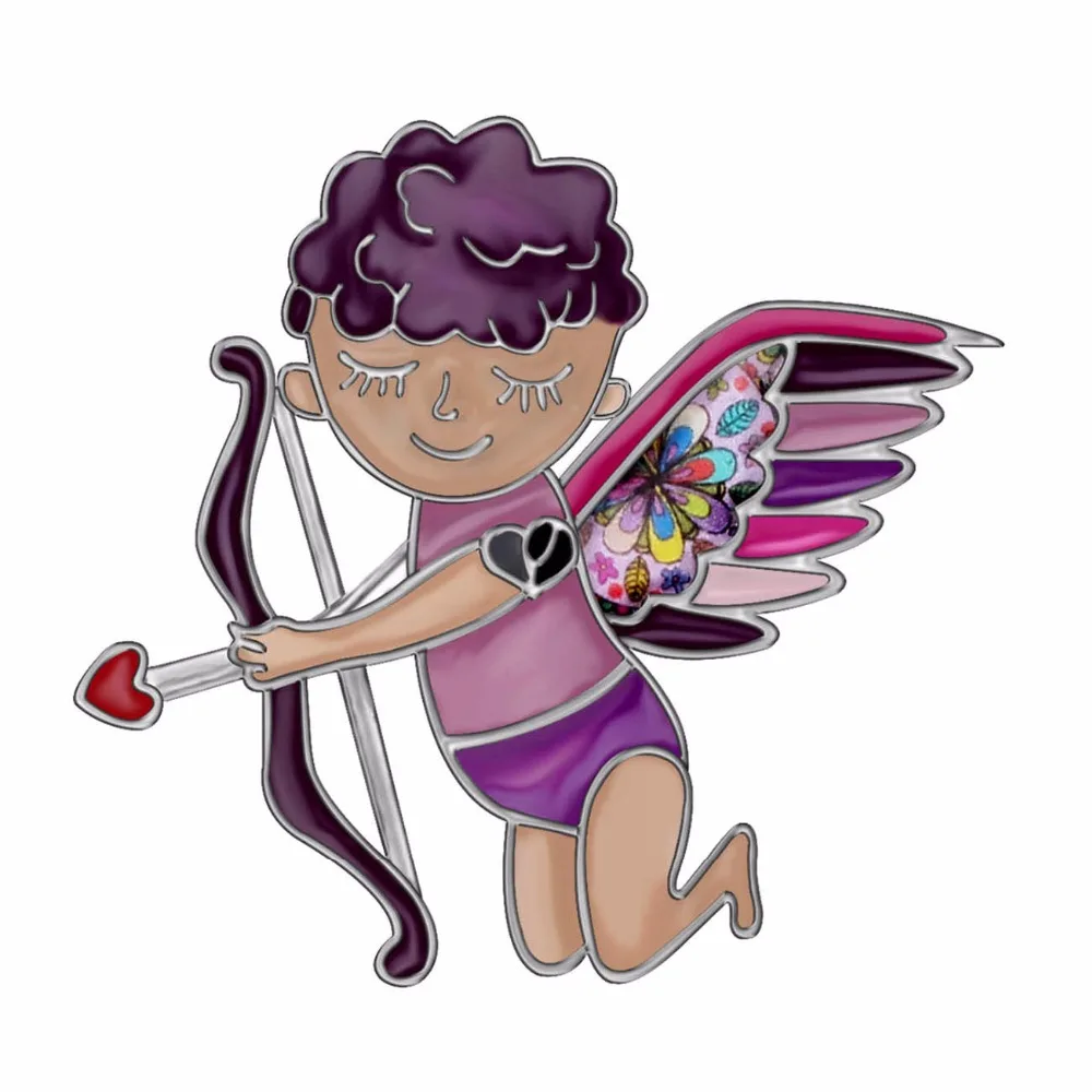 WEVENI Alloy Enamel Sweet Angel Cupid Arrow Brooches Fashion Clothes Pin Jewelry For Women Girls Teens Gift Accessories | Украшения и