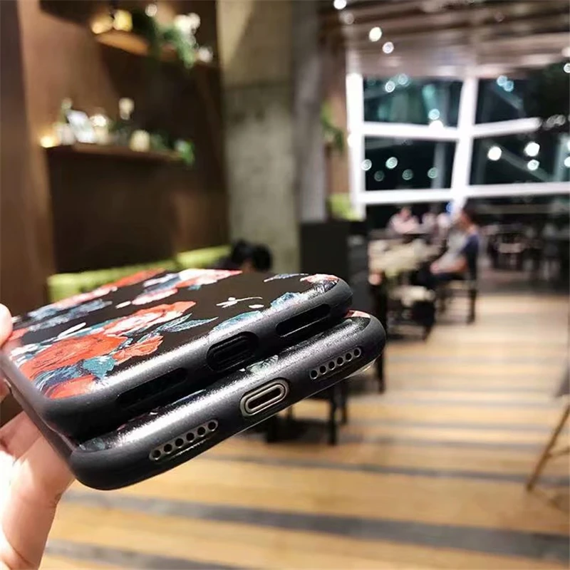 Силиконовый чехол с цветами для телефона iPhone 5 5S SE 7 8 Plus розовыми X 10 6 6S мягкий из