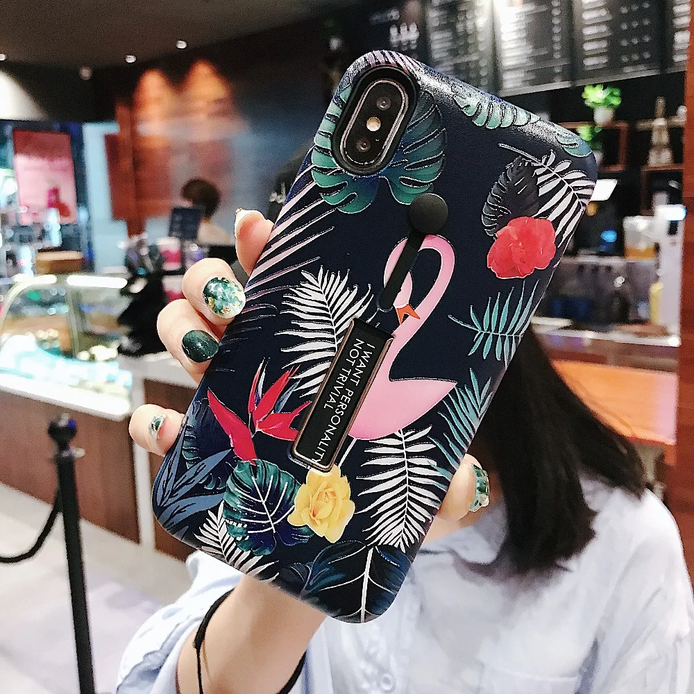 Рельефный чехол с рисунком фламинго для Apple iPhone X XR кольцо на палец резиновая