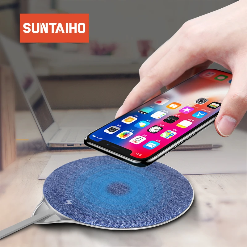 Suntaiho Беспроводное зарядное устройство для iPhone X XS MAX QI 10W джинсы быстрая зарядка Pad