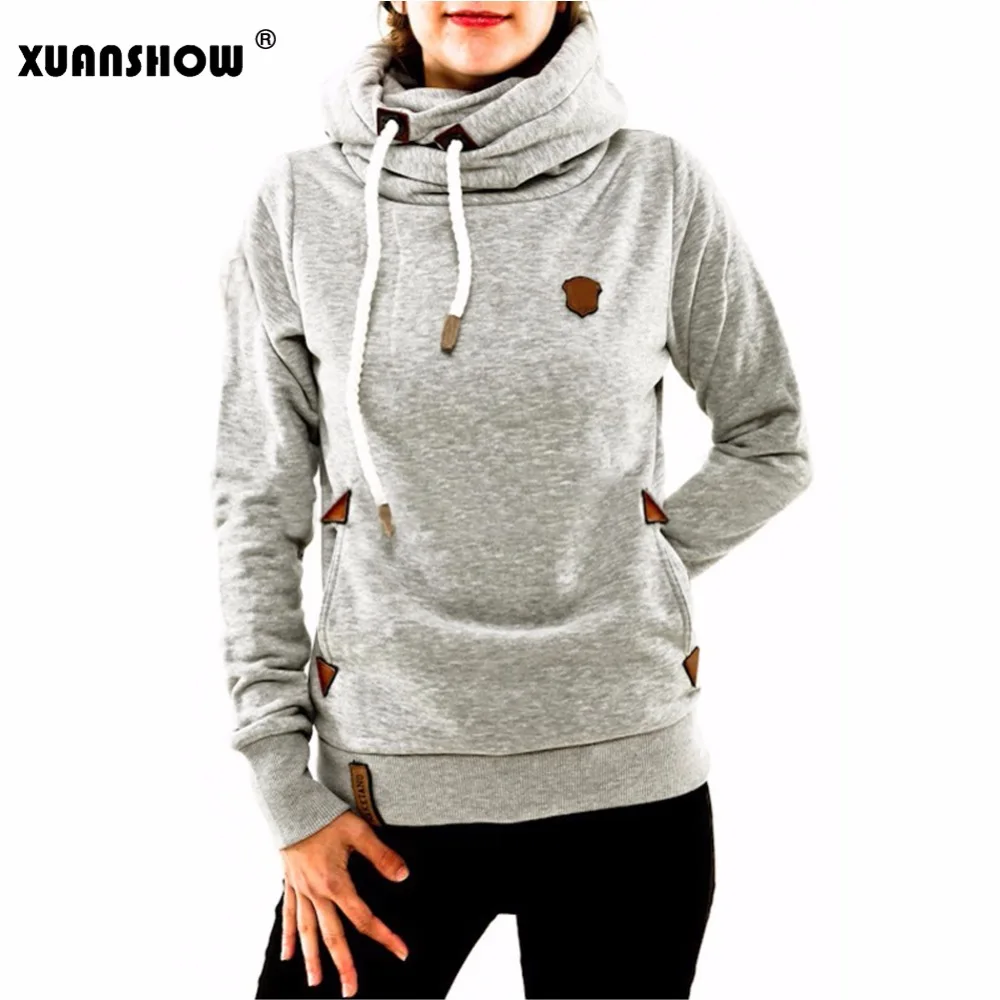 XUANSHOW 2019 зима Толстовки для женщин хлопок Длинный рукав карманный толстый Держать