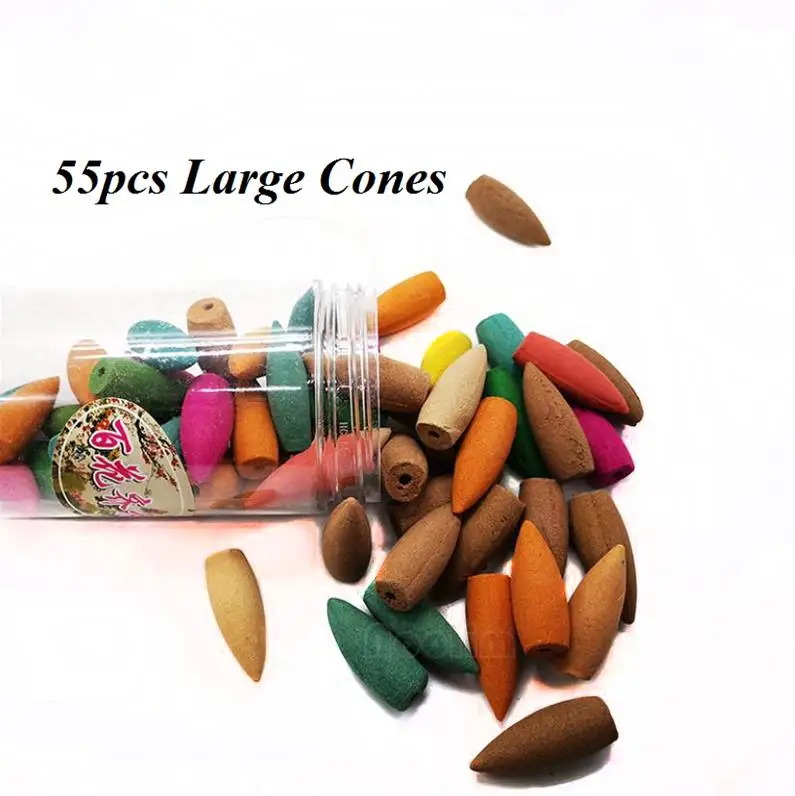 55pcs Large Cones Керамический черный дракон обратного потока водопад ладан горелка катушки держатель буддийский кадило для ароматерапии домашние Декорации+ 10 шт. благовоний конусов - Цвет: 55pcs Large Cones