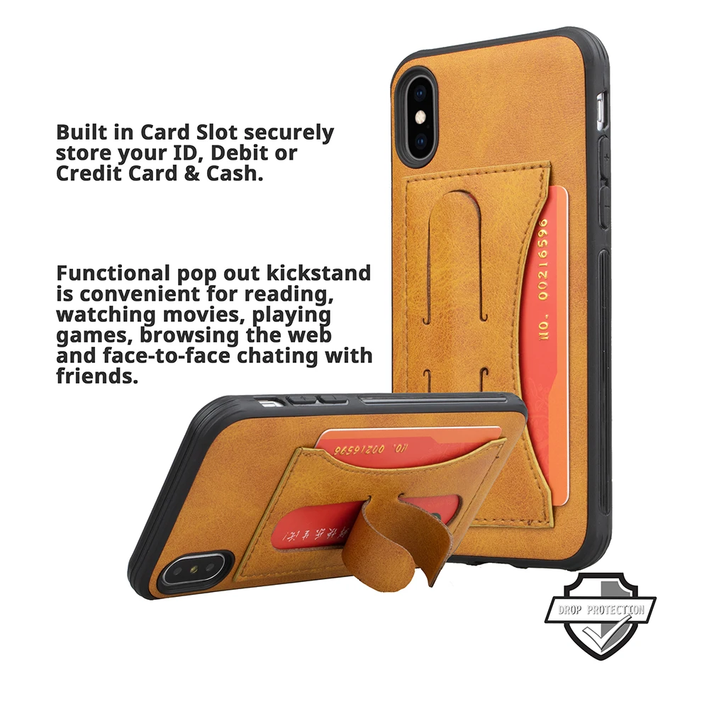 Роскошный PU кожаный чехол для iPhone X XS Max XR слот карт Поддержка Противоударные