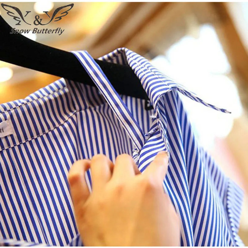Women's Off Shoulders Blouse Chiffon Top Female Clothes Striped Shirt Plus Size Stylish Korean Fashion Clothing Summer Open 121 |