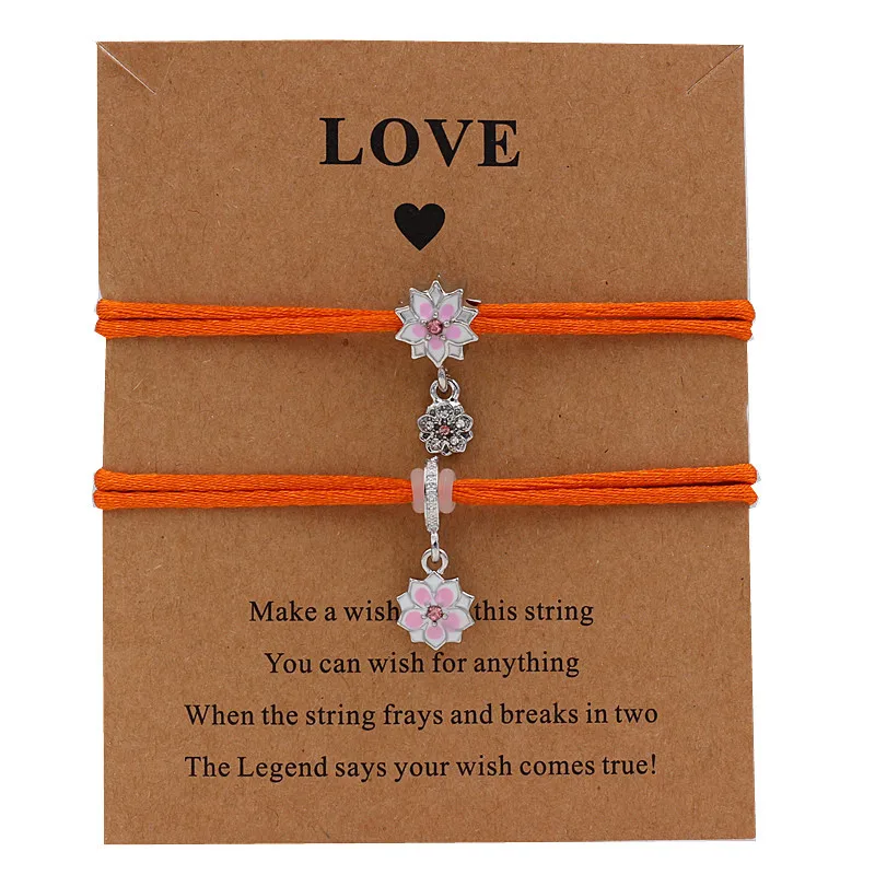 2 шт./комплект регулируемые браслеты с цветком персика|Браслеты шармами| |