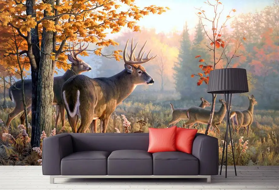 3d стереоскопический домашний декор Настенные обои Лось лес для гостиной спальни
