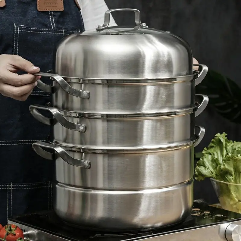 Двойные котлы суповая из нержавеющей стали горшок большая кухонная посуда кухонный инструмент Пароварка Кастрюля со спуском пара кастрюля для быстрого приготовления