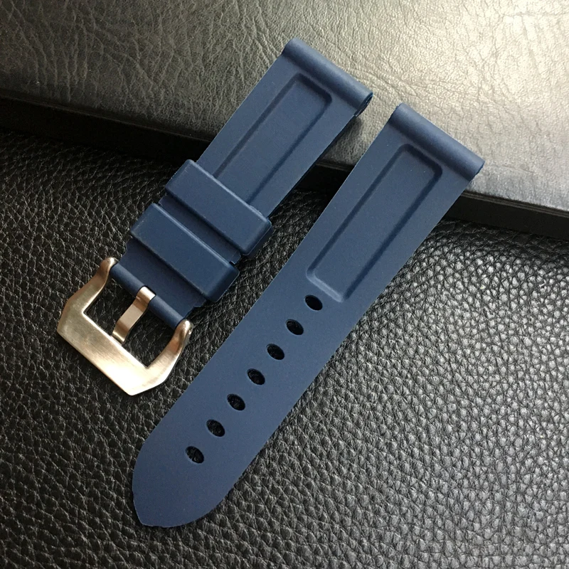 MERJUST 22mm 24mm 26mm Black Orange Blue Red Silicone Rubber Whatchband For Pam PAM111 Watch Strap Bracelet with engraving