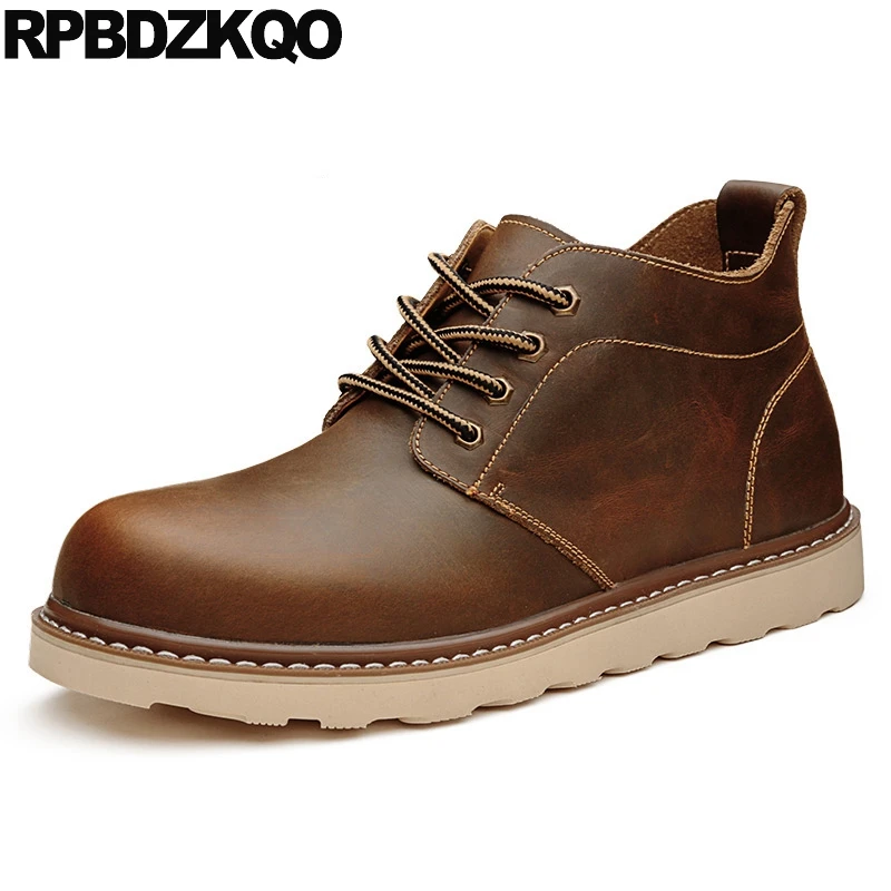 

Shoes Big Size Military Retro Combat Boots Ankle Booties Lace Up Brown Fur British Style Snow Army 2021 Fashion High Top