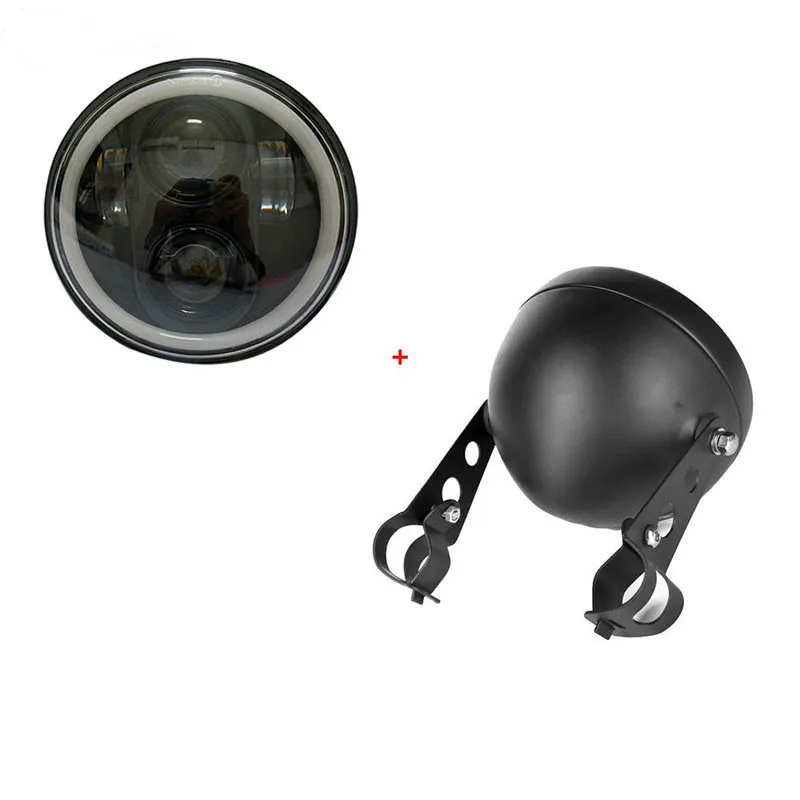 Black set 5,7" 40 Вт Светодиодный фонарь 5 3/4 дюймов фары для мотоцикла Harley Honda Shadow Kawasaki Vulcan Suzuki - Цвет: Black set