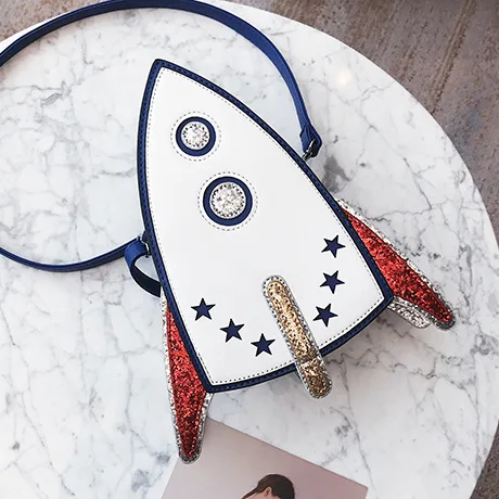 Модные Блёстки ракеты Форма сумка женская кошелек женский Повседневное Flap Crossbody