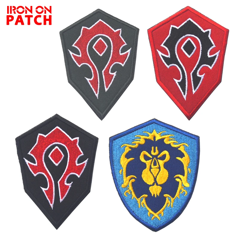 

WOW World Alliance / Horde Forces Camp -sided Patch DIY Emblem Badge For Clothing High Quality Embroidered Patches