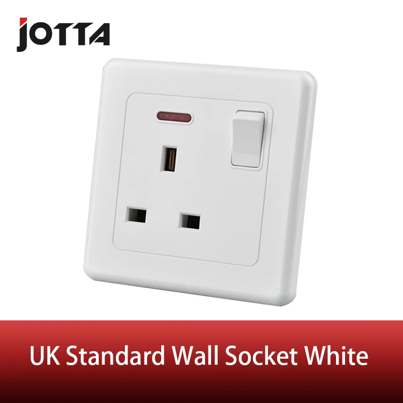 

UK standard wall socket with one button led type 13A 250V white British Style wall switch