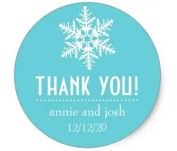 

1.5inch Snowflake Thank You Labels (Teal) Classic Round Sticker