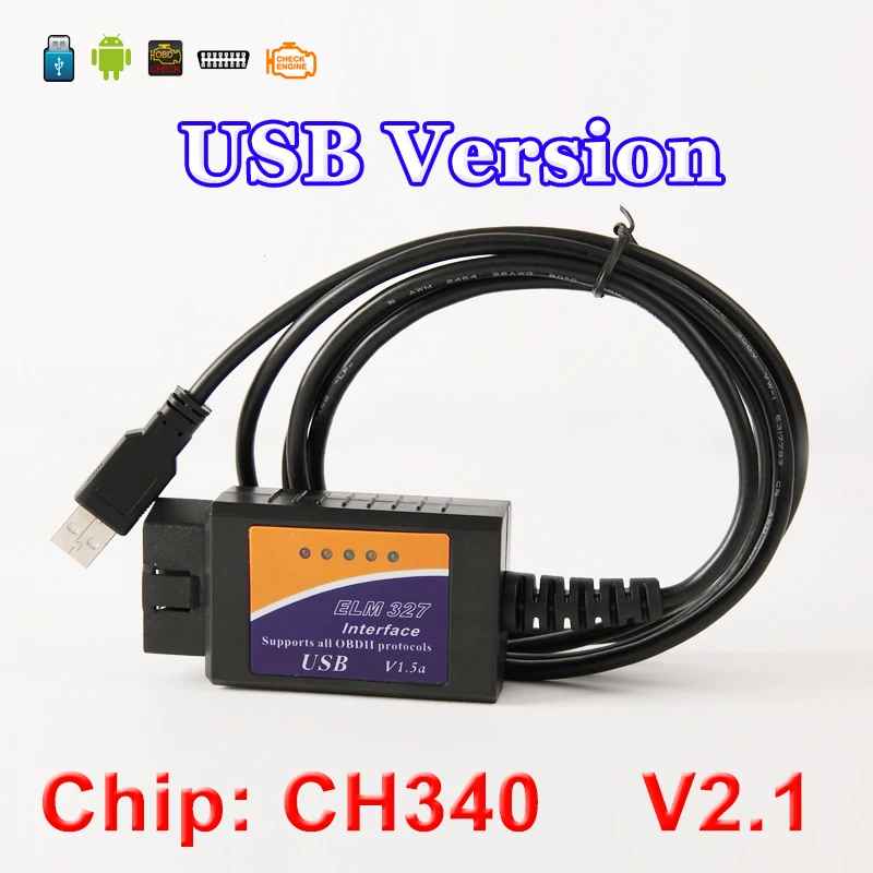 Бегемот USB Bluetooth WIFI ELM327 OBD2/OBDII ELM 327 V1.5/V2.1 для Android IOS автоматический диагностический