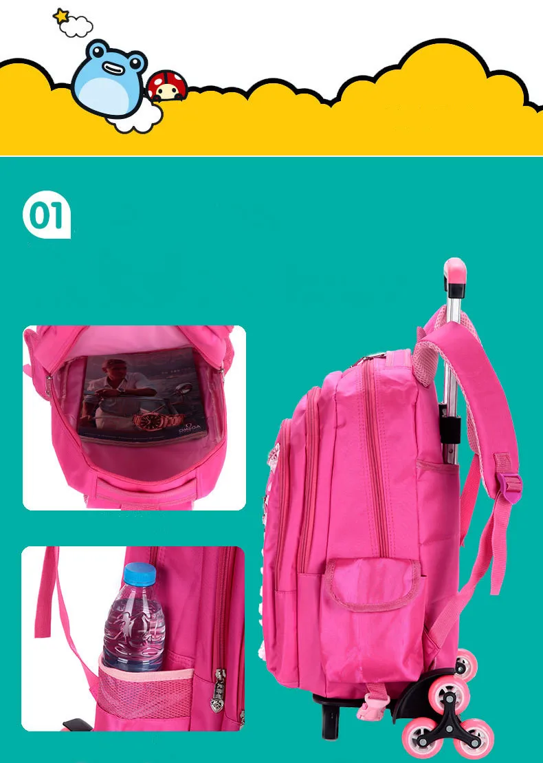 Hello kitty детские школьные сумки набор Mochilas детские рюкзаки с шестью колесами чемодан на колесиках для девочек рюкзак