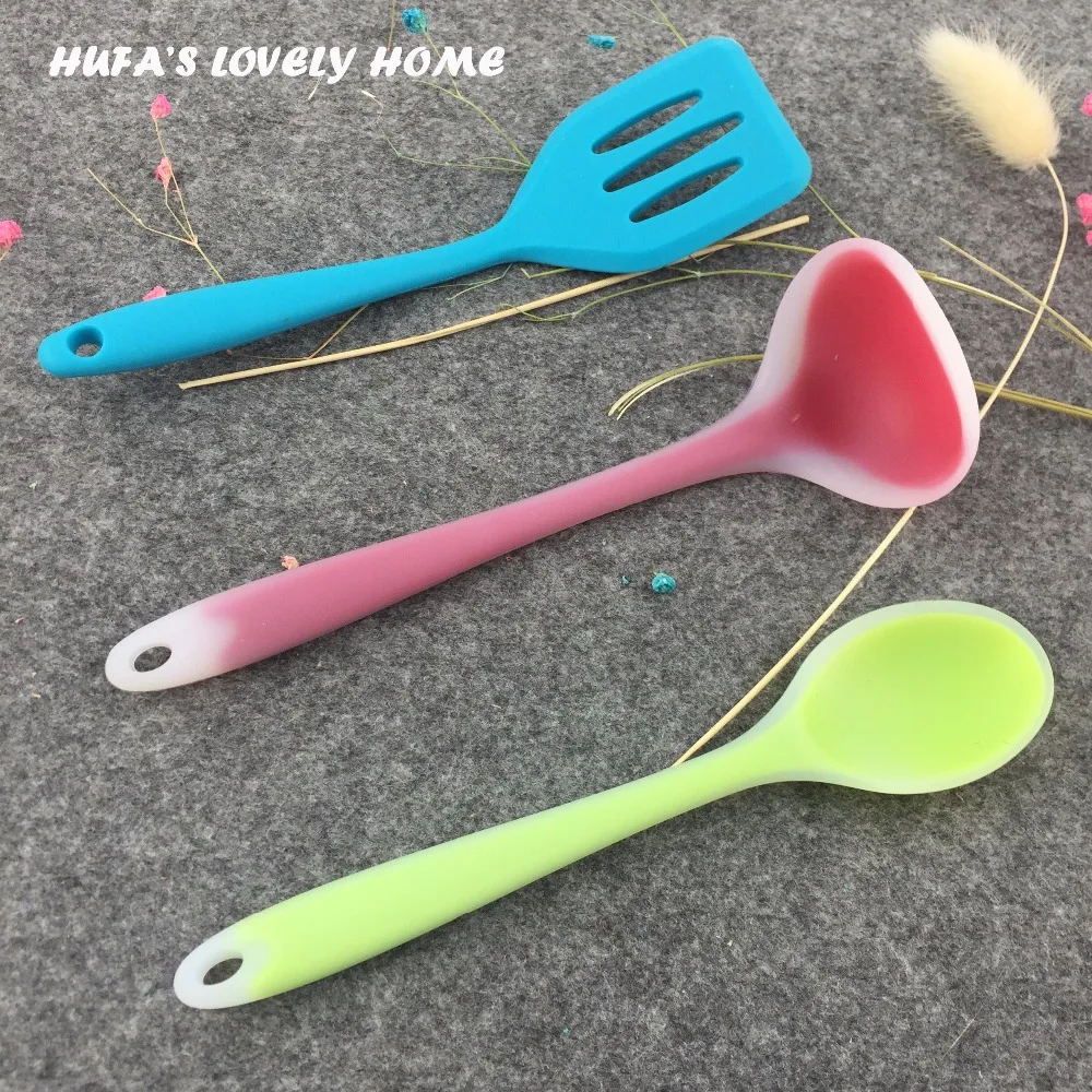 3 шт. антипригарным силиконовые щелевые Лопатки для переворачивания горшок