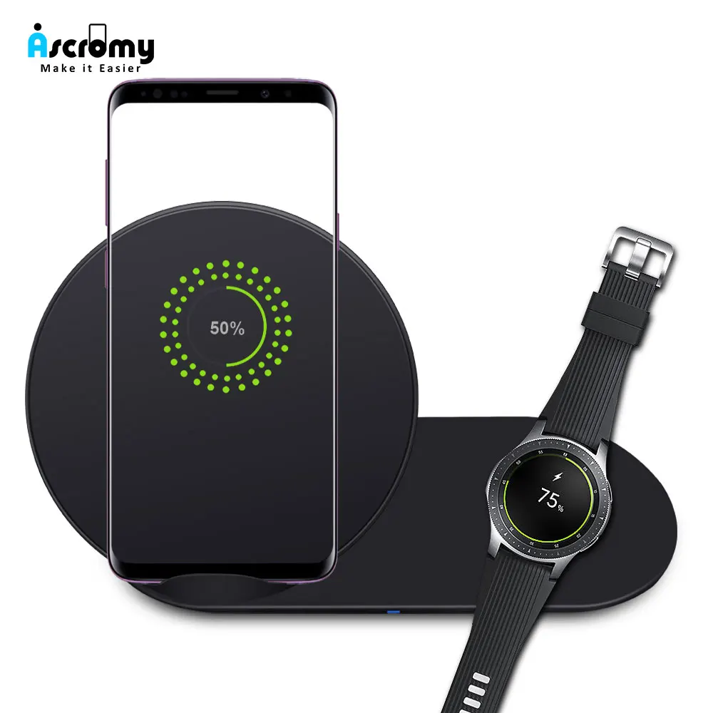 Ascromy для samsung 10 Вт Беспроводное зарядное устройство Быстрая зарядка Подставка Watch