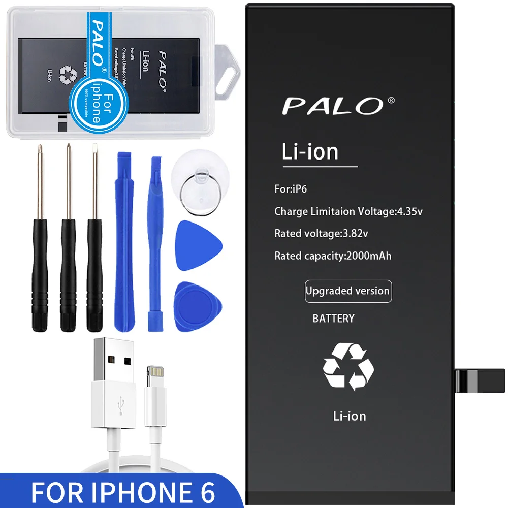 PALO аккумулятор для мобильного телефона для iPhone 6 6s s Plus, сменный аккумулятор большой емкости, аккумулятор для iPhone 6plus+ бесплатный инструмент - Цвет: for iPhone6