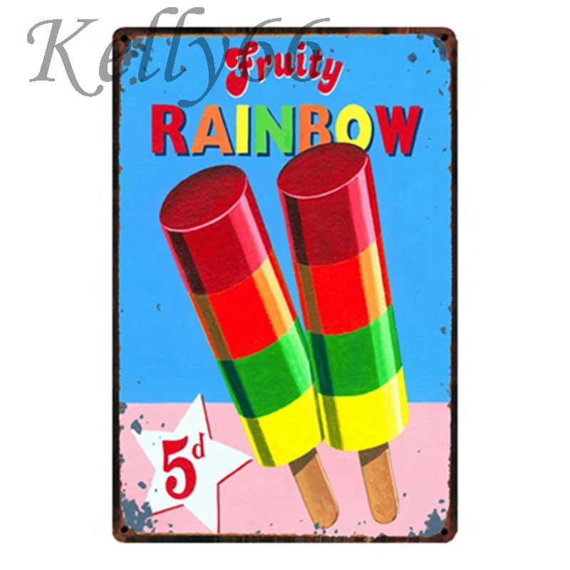 

[ Kelly66 ] FRUITY RAINBOW Metal Sign Tin Poster Home Decor Bar Wall Art Painting 20*30 CM Size y-1516