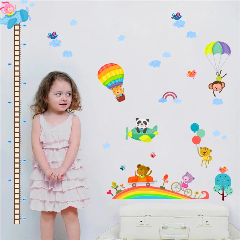 Счастливые Животные детские высокие наклейки на стену для детской комнаты
